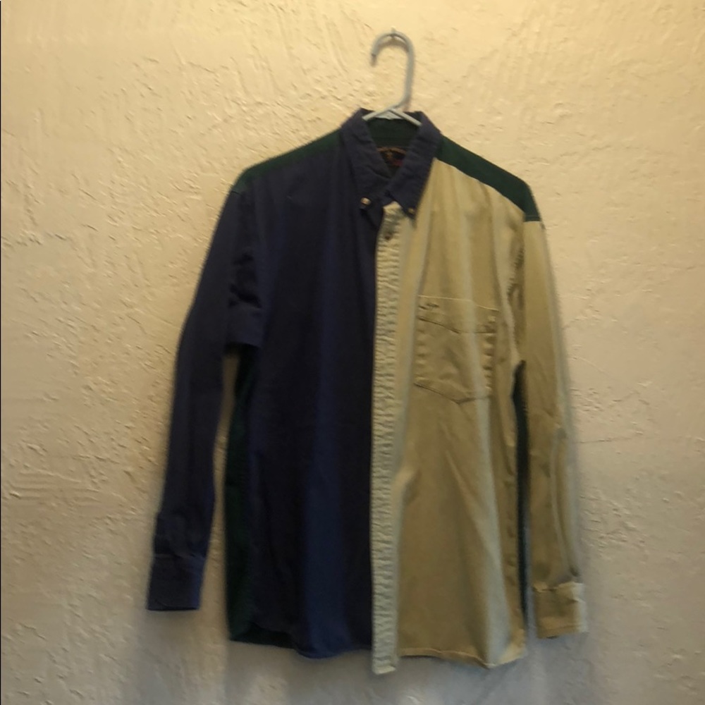 Men’s color block button down